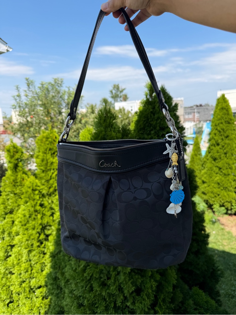 Coach Ashley Signature C Hippie Black Shoulder Bag (Style F20111)
